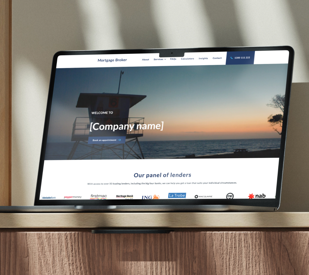 Mortgage broker website template - Corporate Edge on laptop