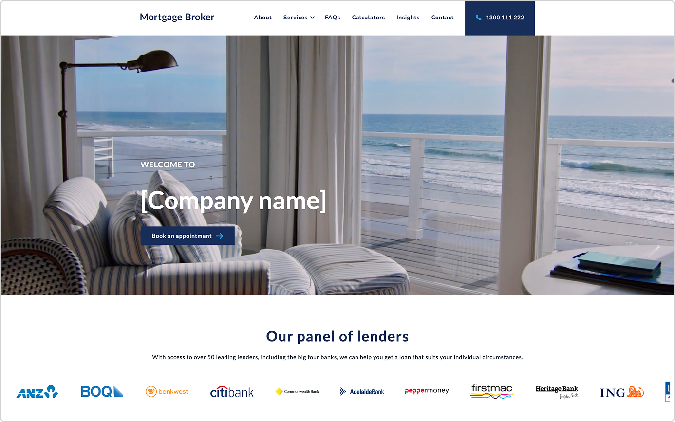 Mortgage broker website template - Corporate Edge