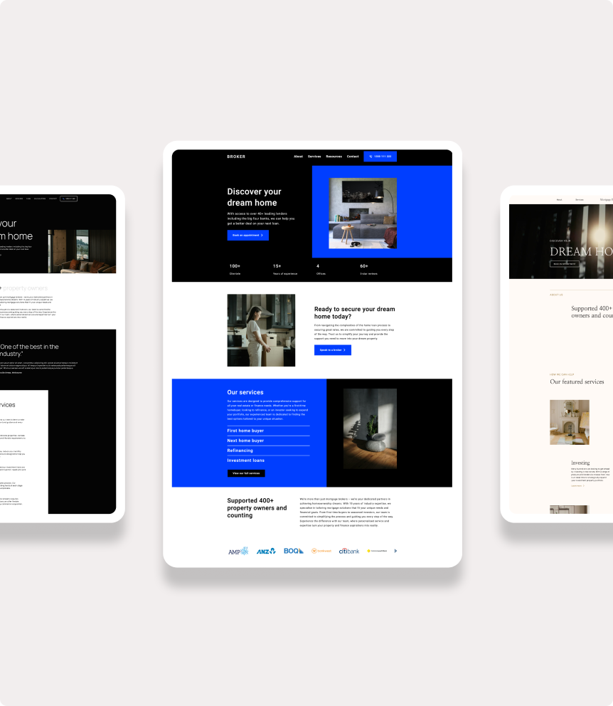 Get your mortgage broker website template in 3 easy steps - Select a template