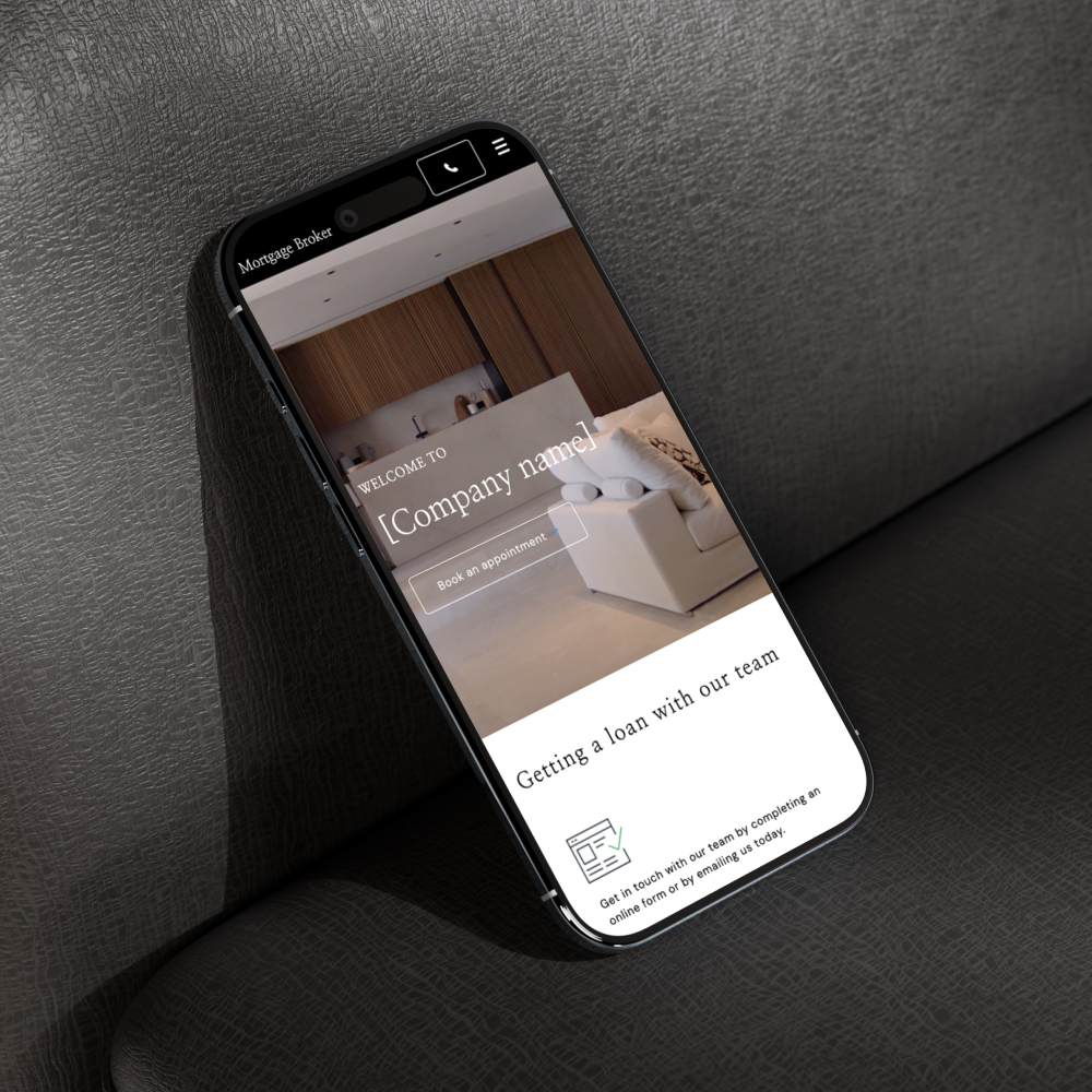 Mortgage broker website template - Dreamweaver on mobile