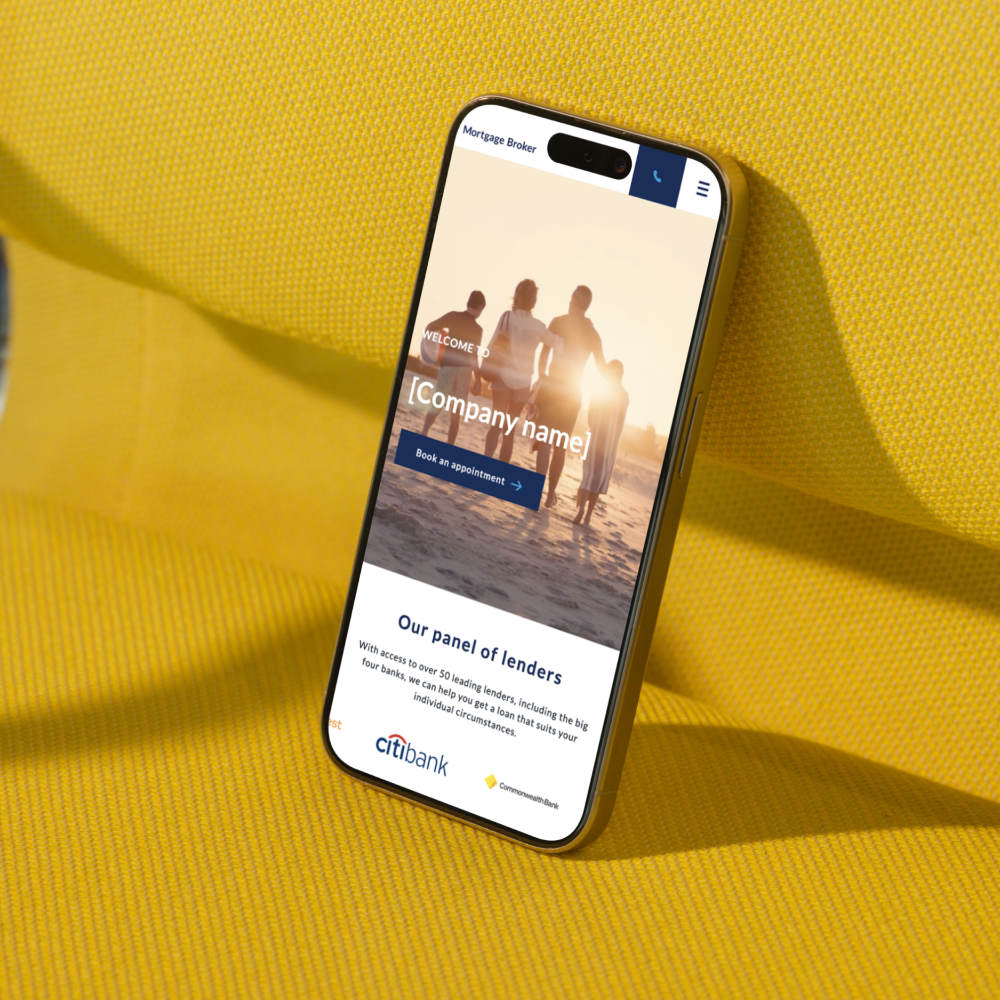 Mortgage broker website template - Corporate Edge on mobile