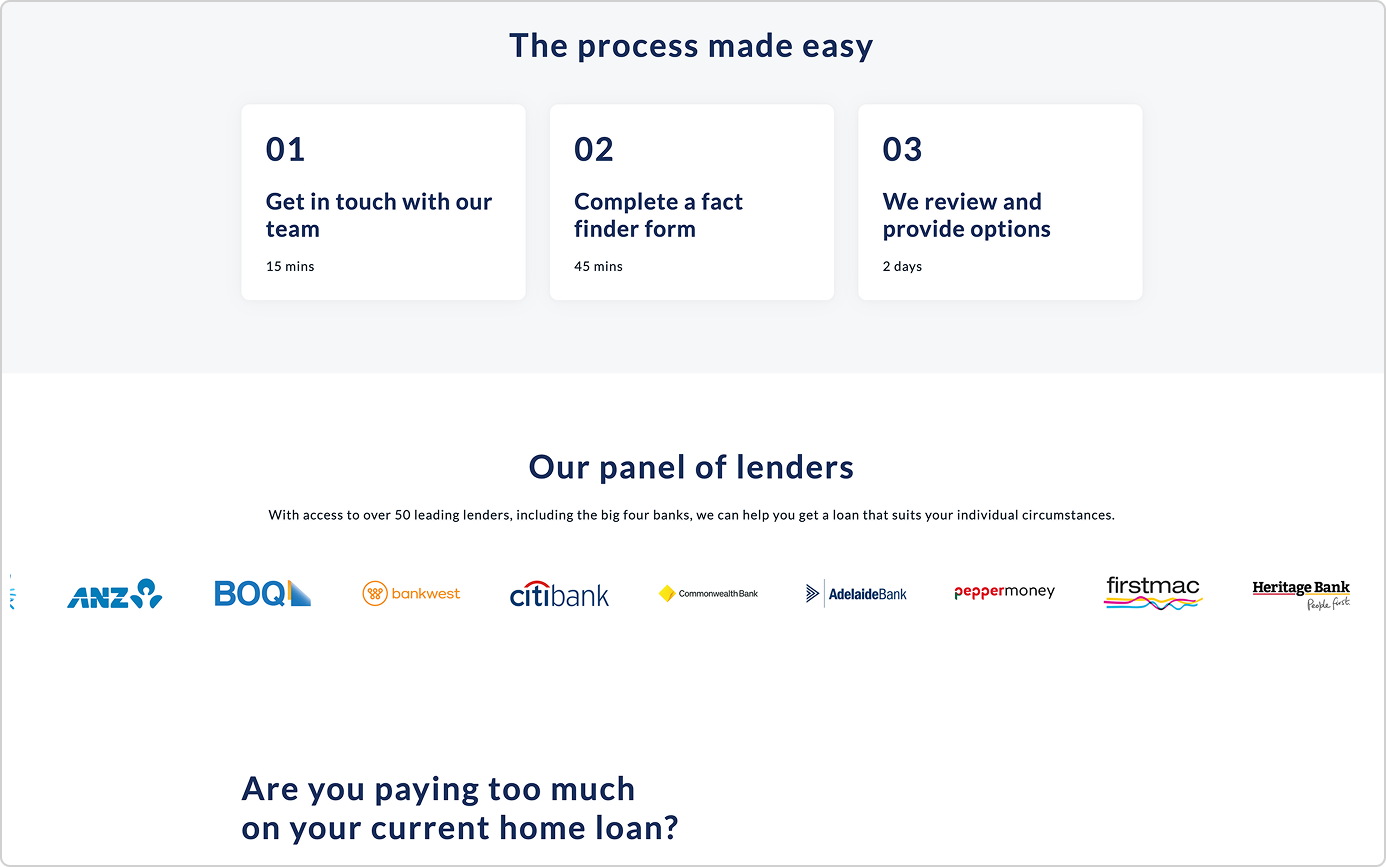 Mortgage broker website template - Corporate Edge - The Process Made Easy page