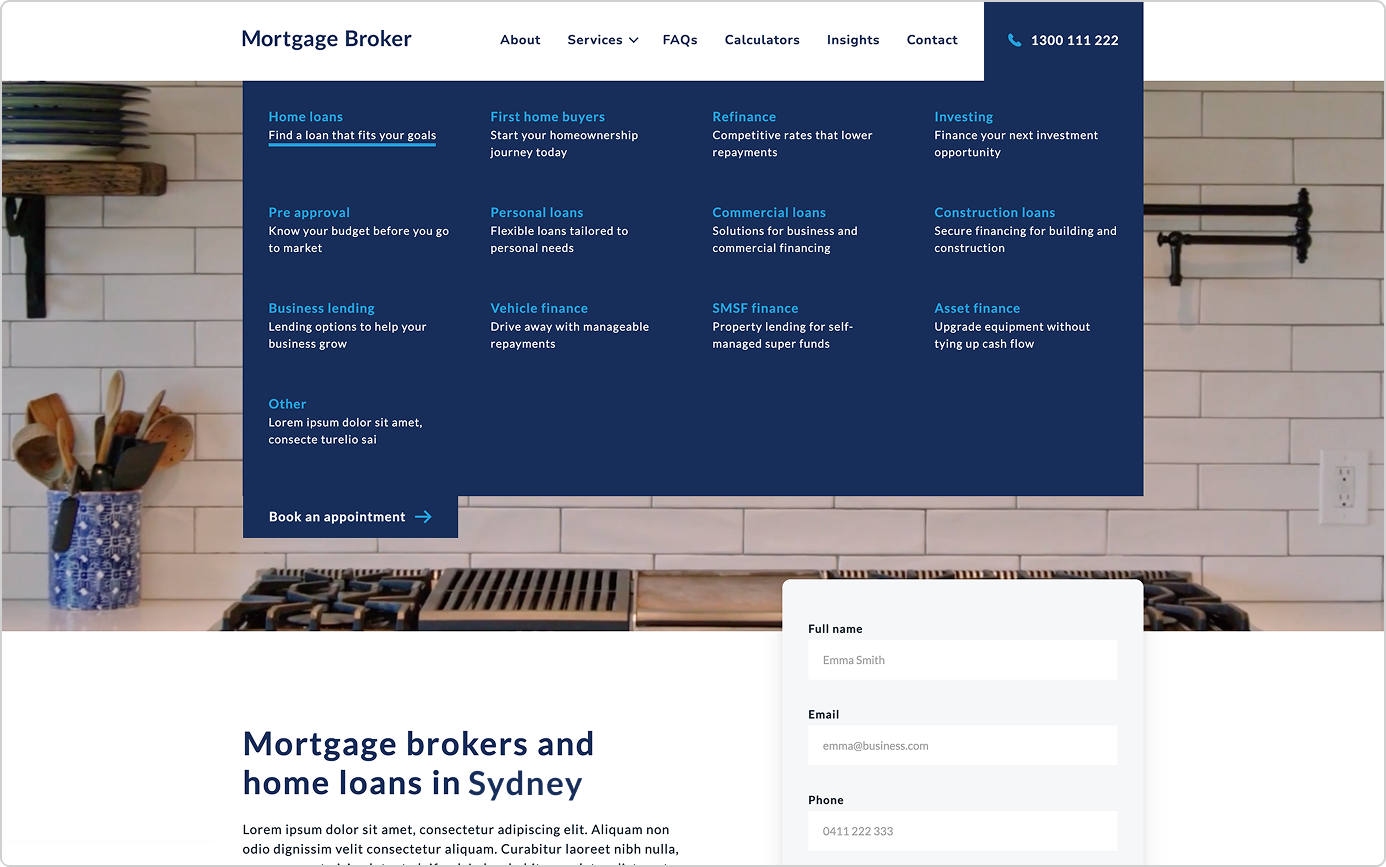 Mortgage broker website template - Corporate Edge
